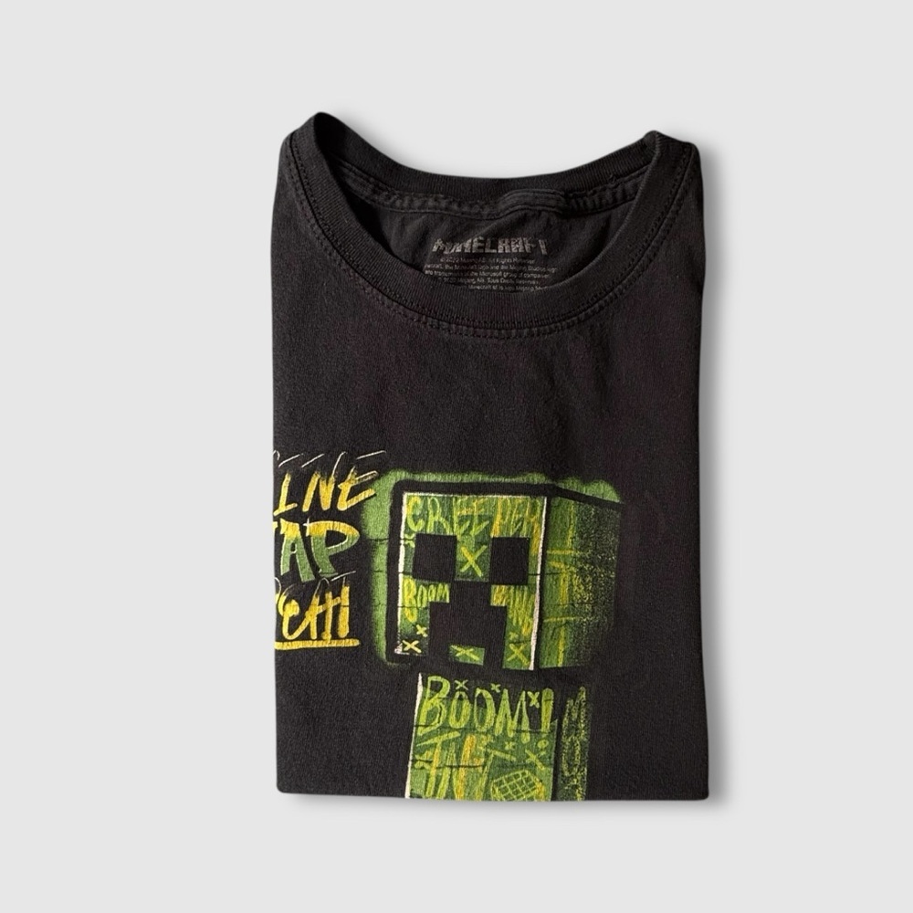 Minecraft Black and Green Kids Short Sleeve Tee